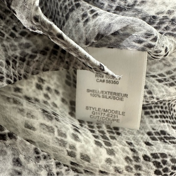 EQUIPMENT sheer snake print collared button down shirt grey white XS - Picture 7 of 8